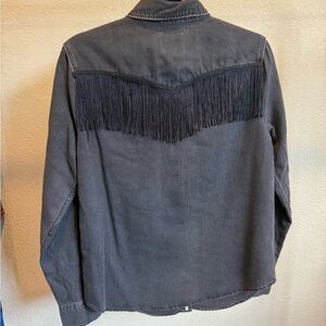 Levi’s black chambray fringe pearl snap shirt